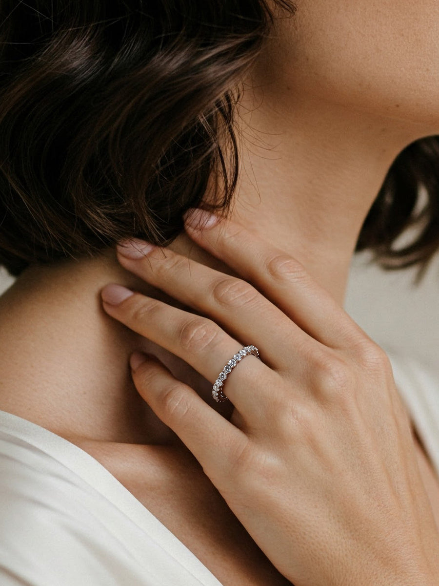 925 Silver 1.0Ctw. Round Cut Moissanite Eternity Band