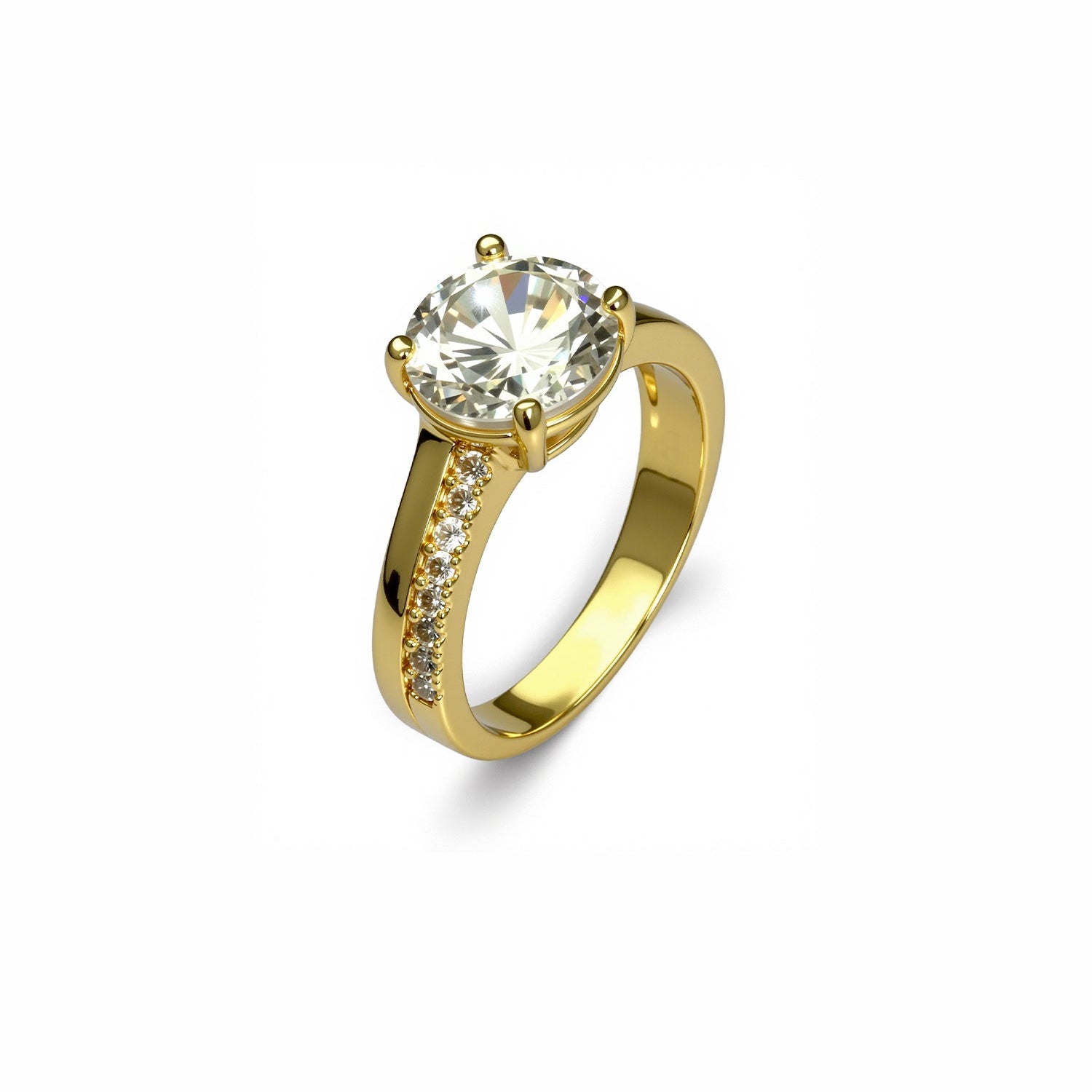 Round-Cut Side-Stone Ring
