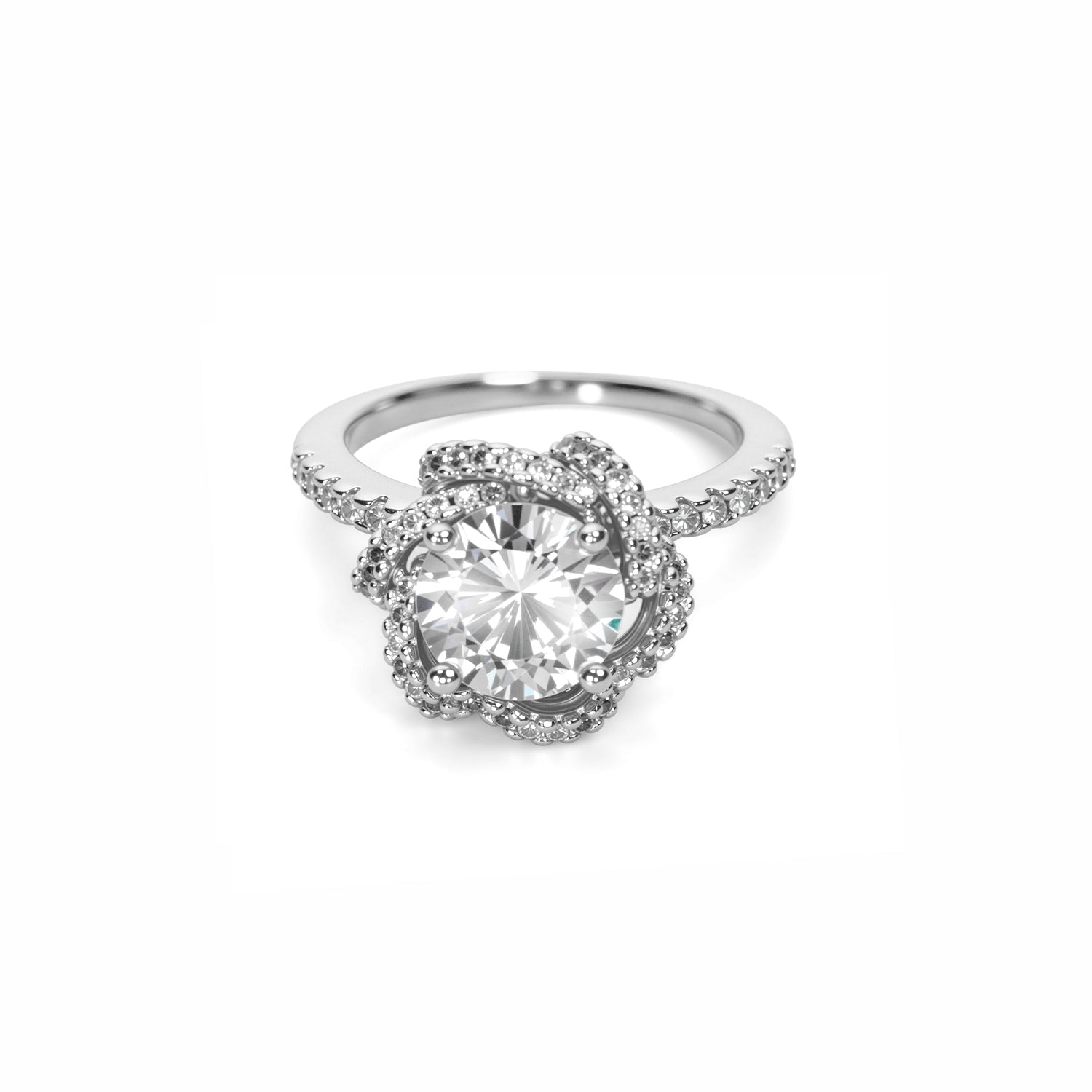 Floral Halo Round Cut Ring