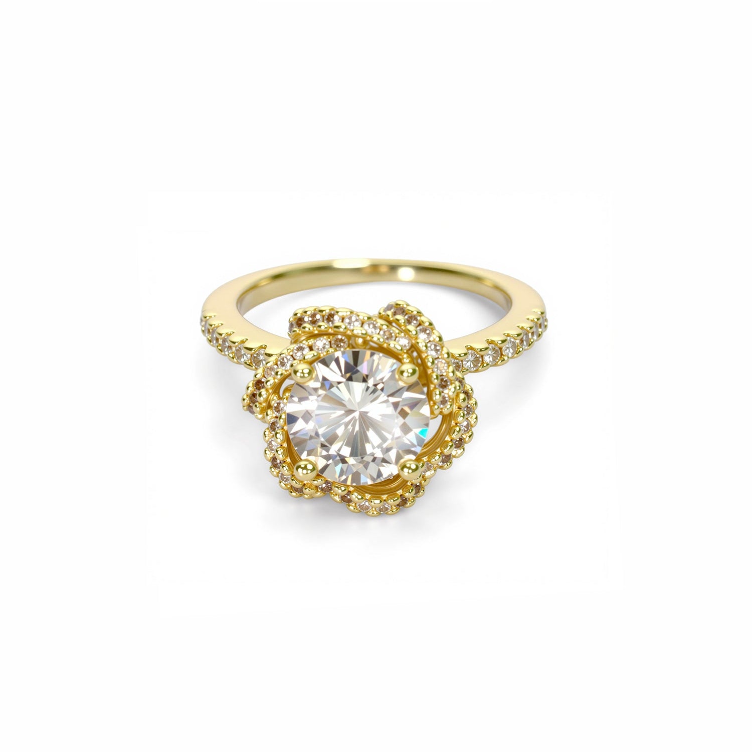 Floral Halo Round Cut Ring