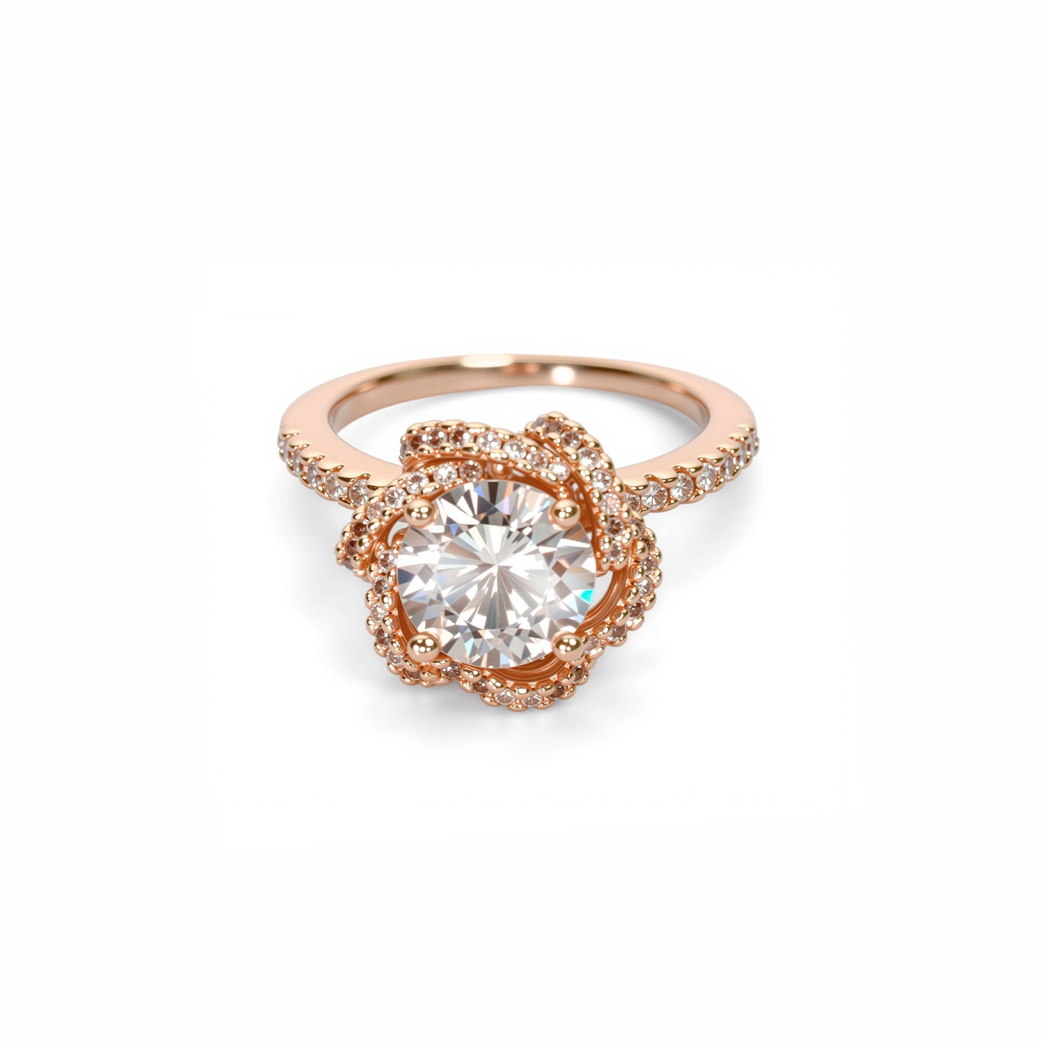 Floral Halo Round Cut Ring
