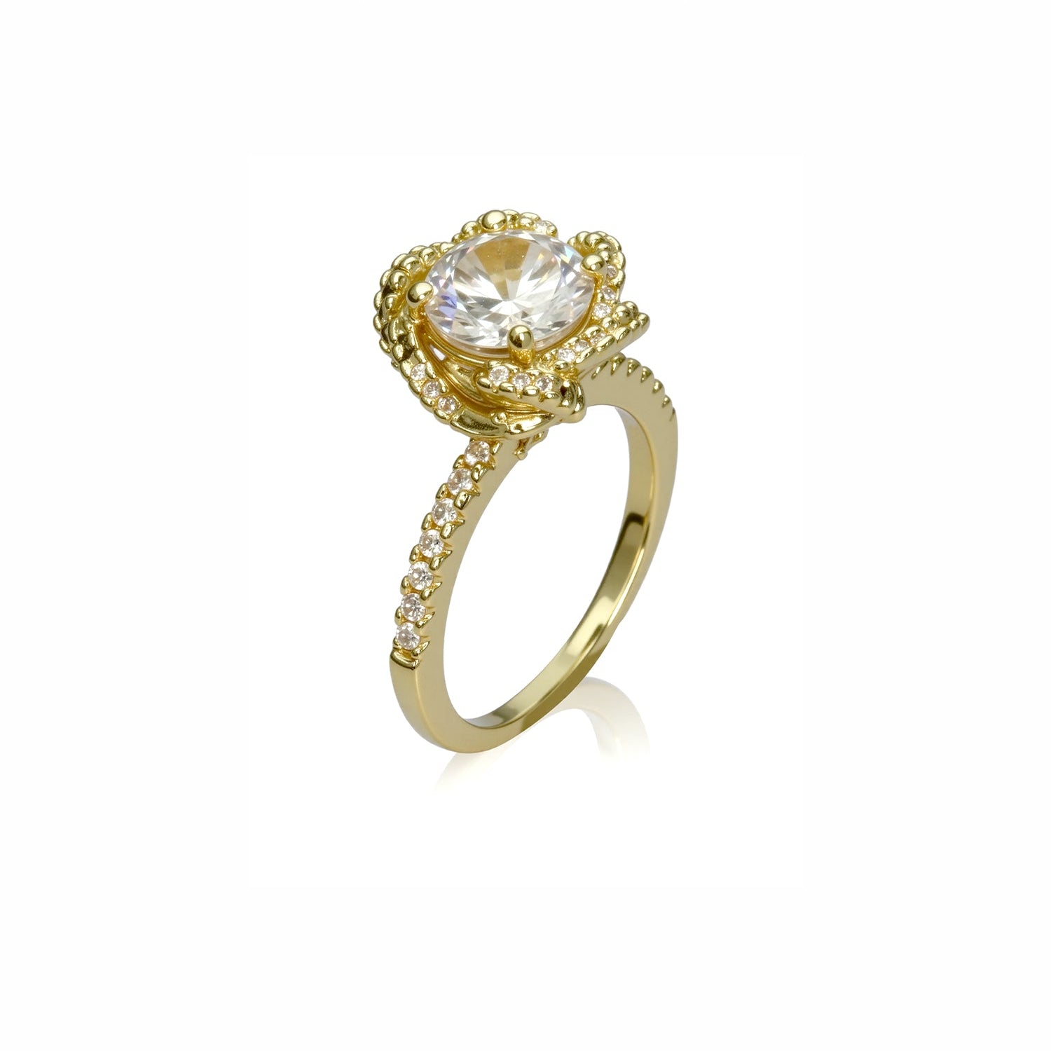 Floral Halo Round Cut Ring