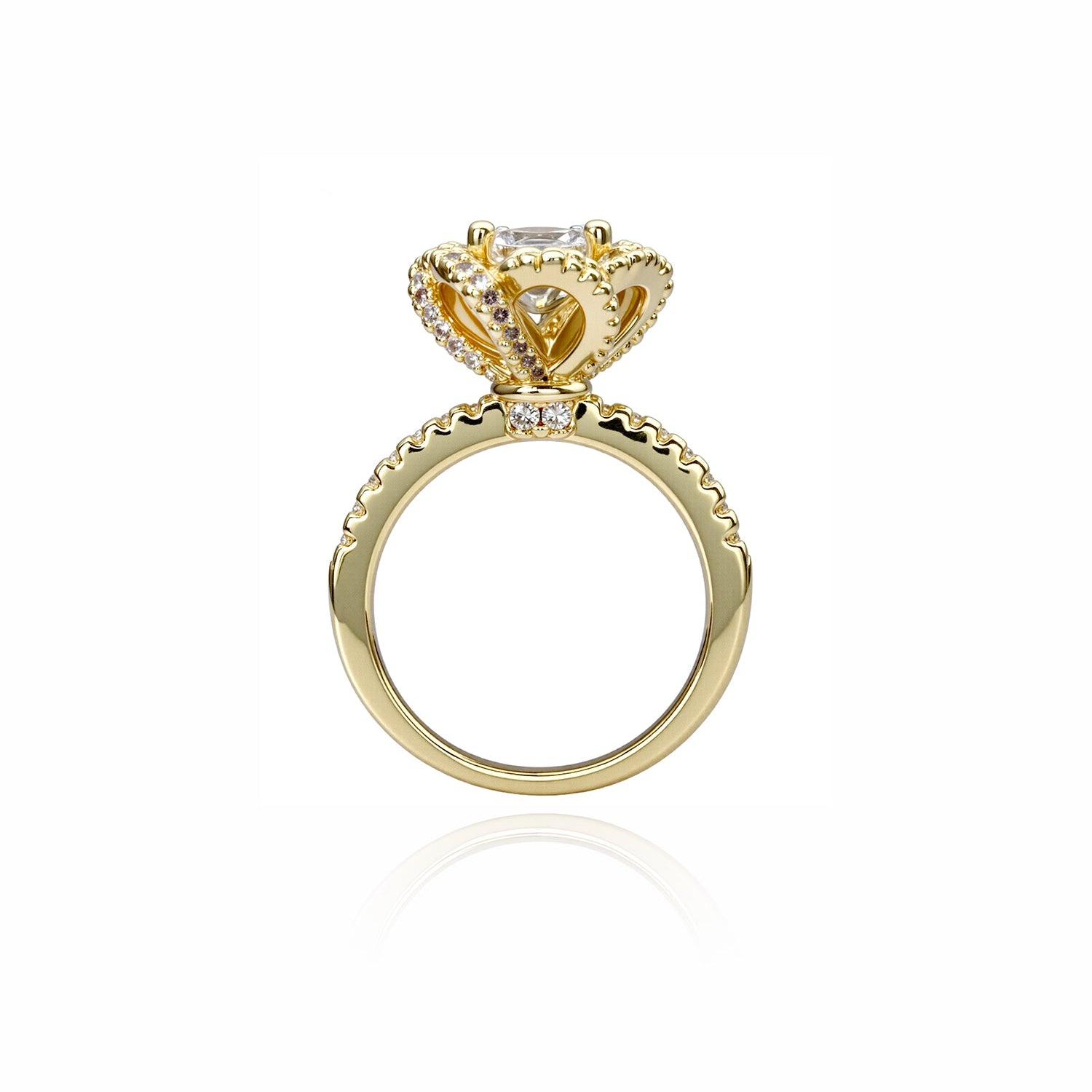 Floral Halo Round Cut Ring