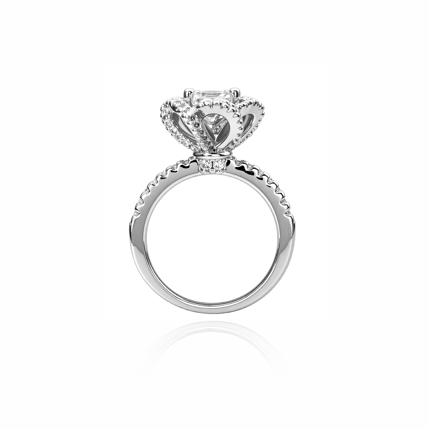 Floral Halo Round Cut Ring