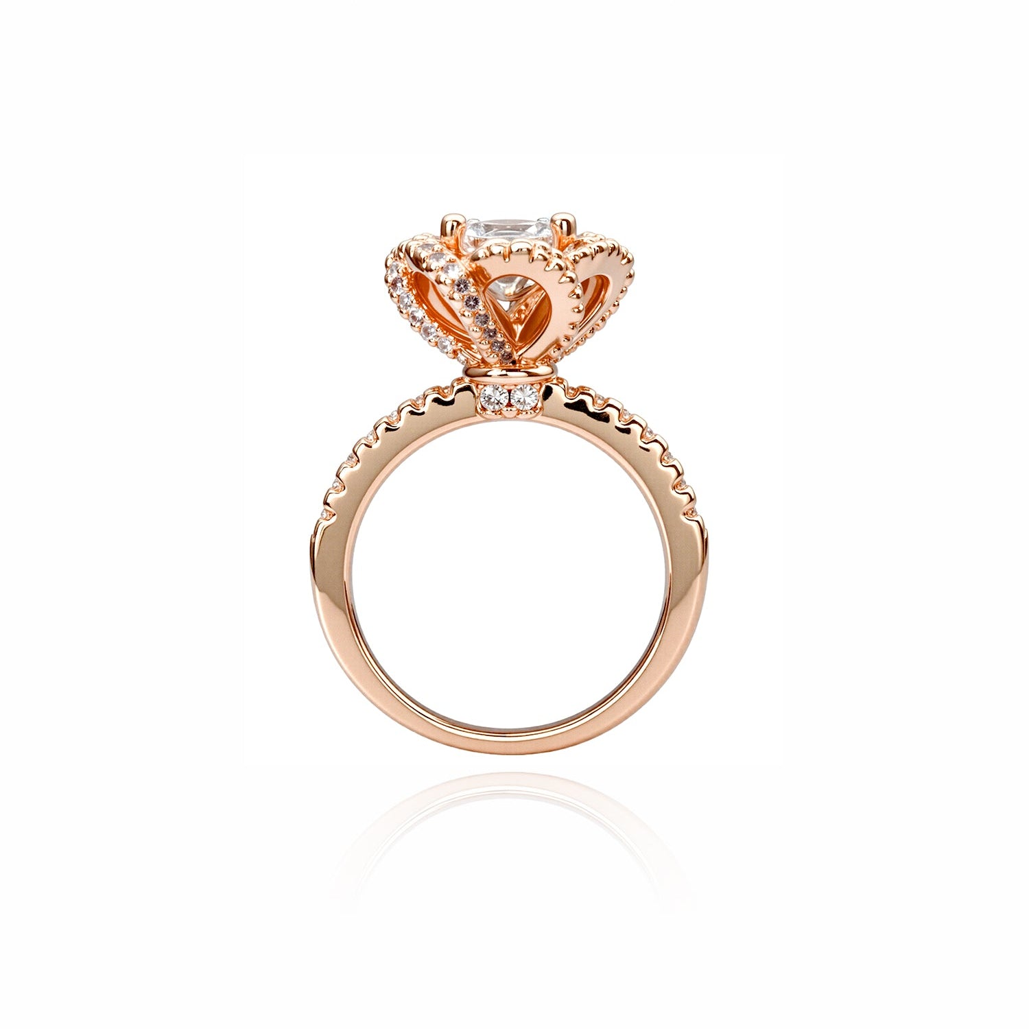 Floral Halo Round Cut Ring