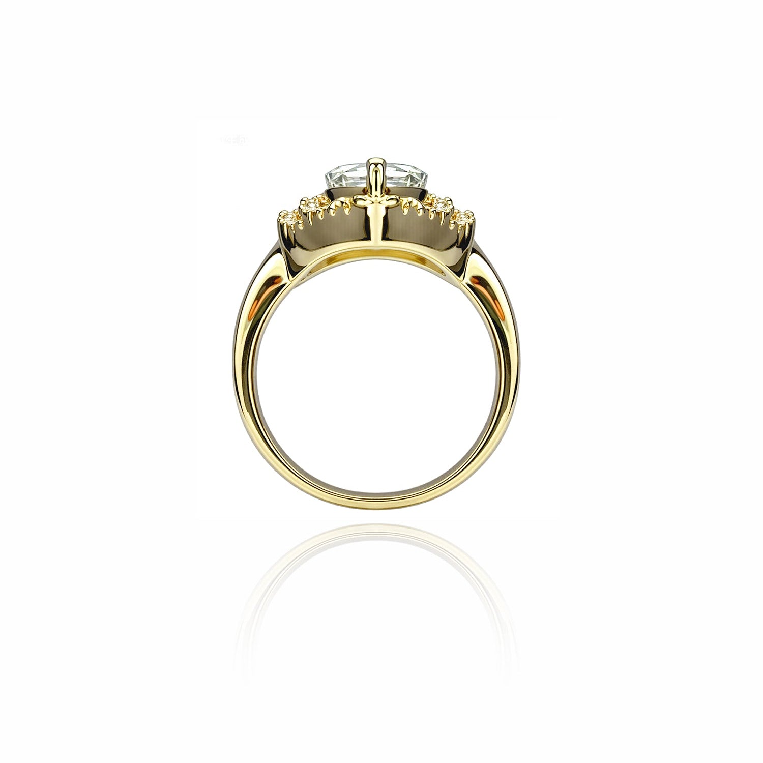 Pear-Shaped Halo Diamond Ring with Double Pavé