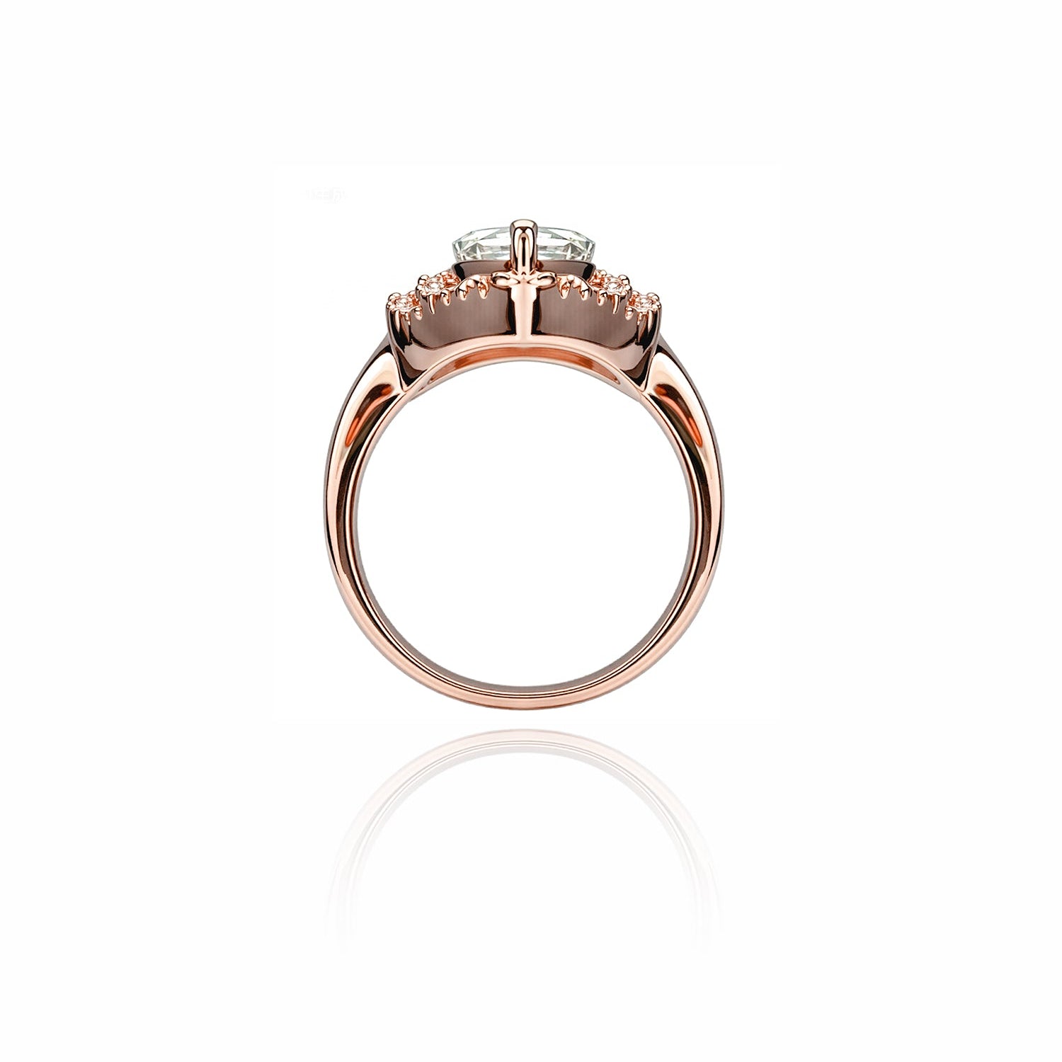 Pear-Shaped Halo Diamond Ring with Double Pavé