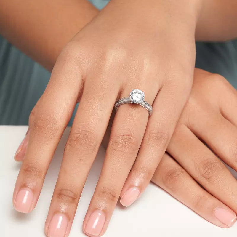 Vintage-Inspired Solitaire Engagement Oval Ring