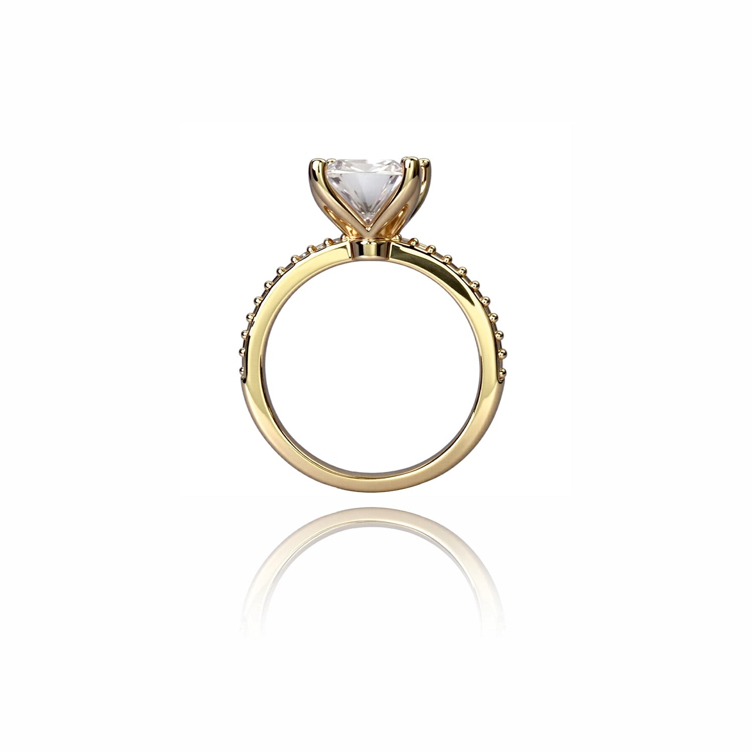 Emerald-Cut Diamond Ring with Pavé Band – Elegant Statement Solitaire Design