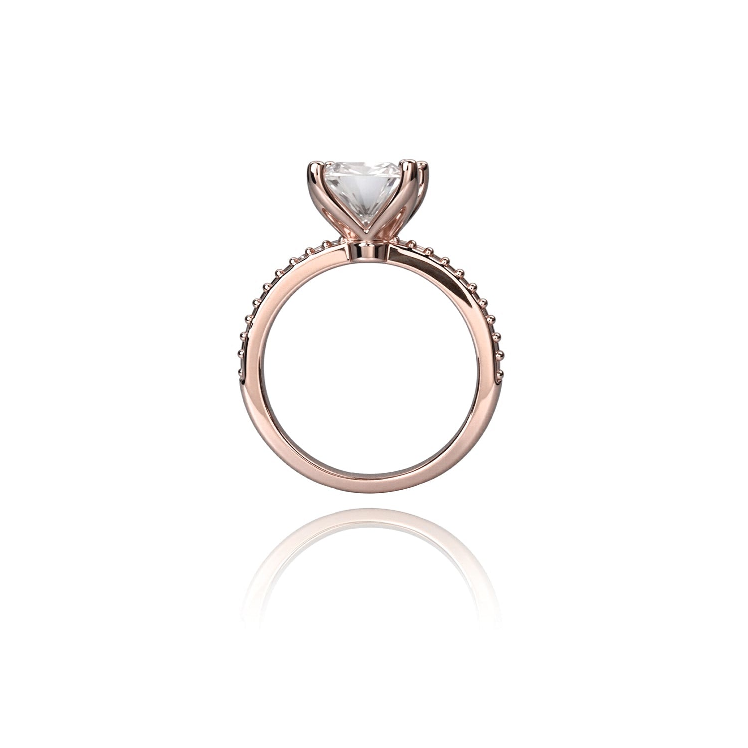 Emerald-Cut Diamond Ring with Pavé Band – Elegant Statement Solitaire Design