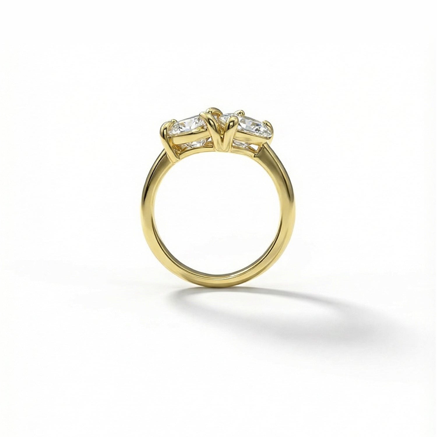 Two-Stone Diamond Ring – Emerald-Cut and Pear-Shaped Duo in Modern Prong Setting