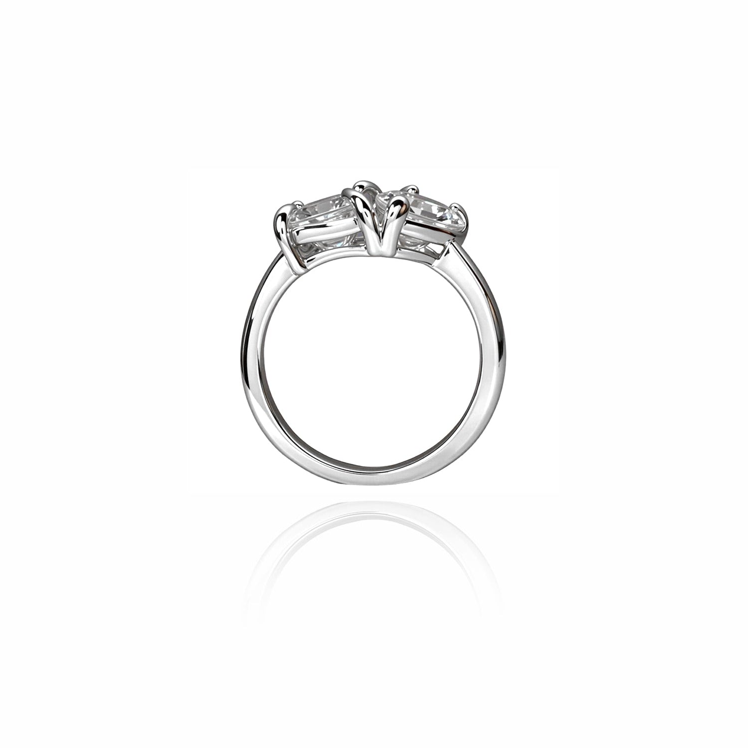 Two-Stone Diamond Ring – Emerald-Cut and Pear-Shaped Duo in Modern Prong Setting