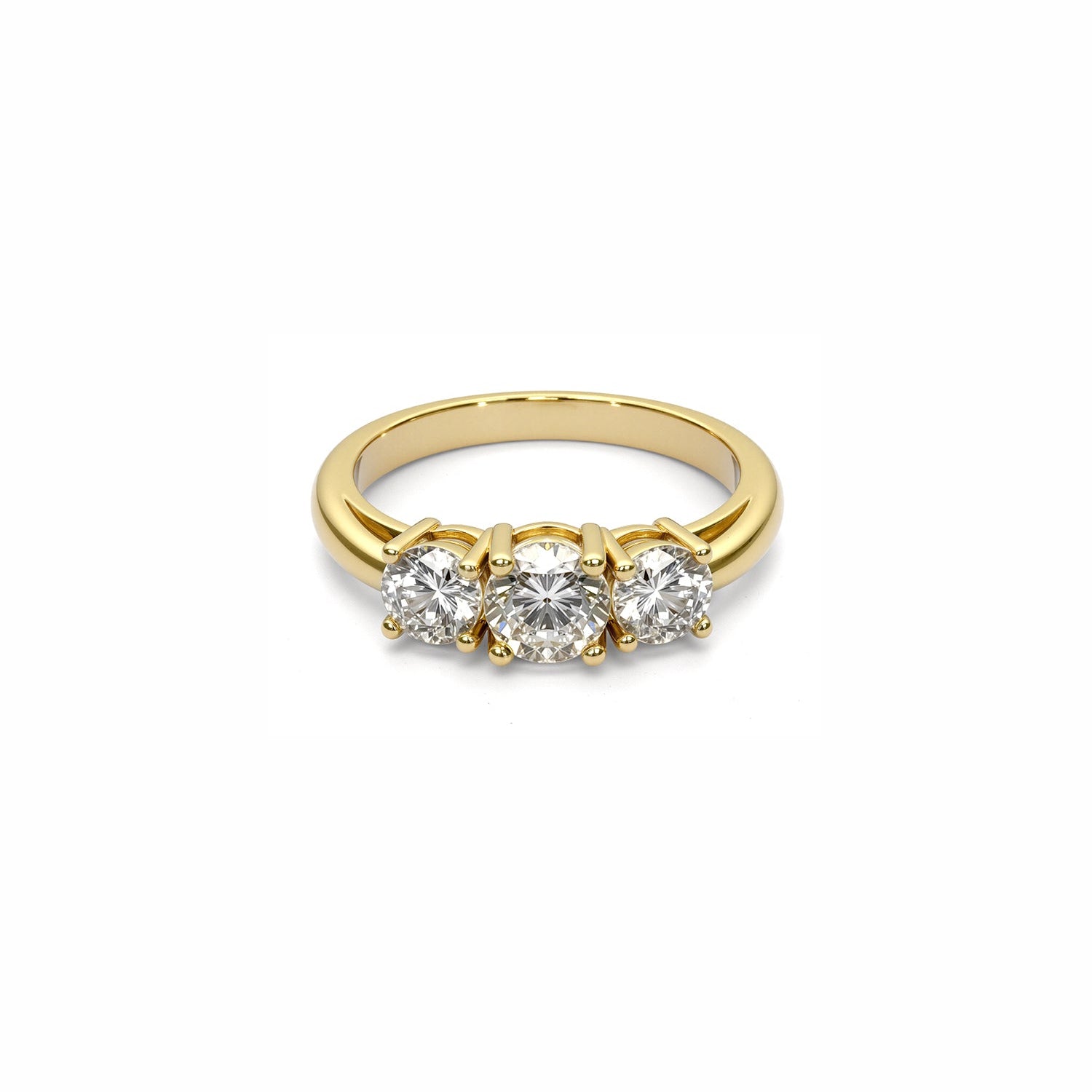 Three-Stone Diamond Ring – Round-Cut Trio in Classic Prong Setting
