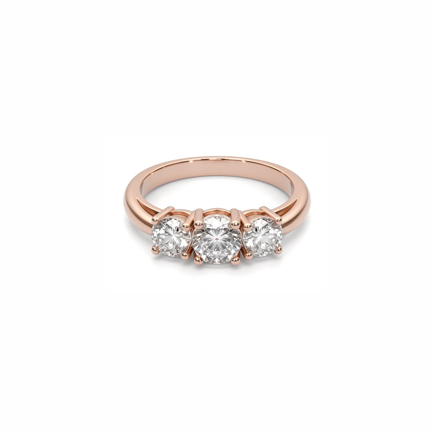 Three-Stone Diamond Ring – Round-Cut Trio in Classic Prong Setting
