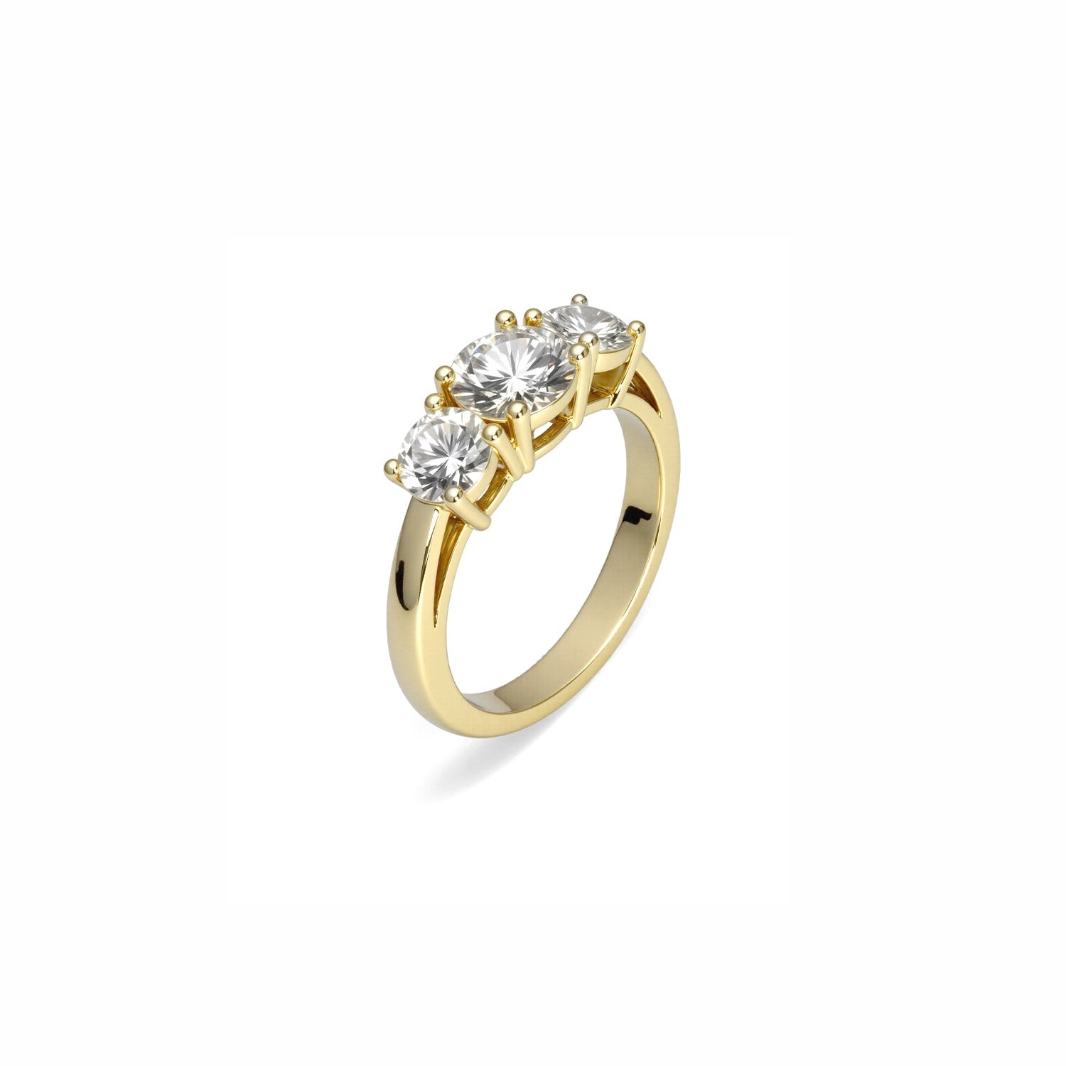 Three-Stone Diamond Ring – Round-Cut Trio in Classic Prong Setting