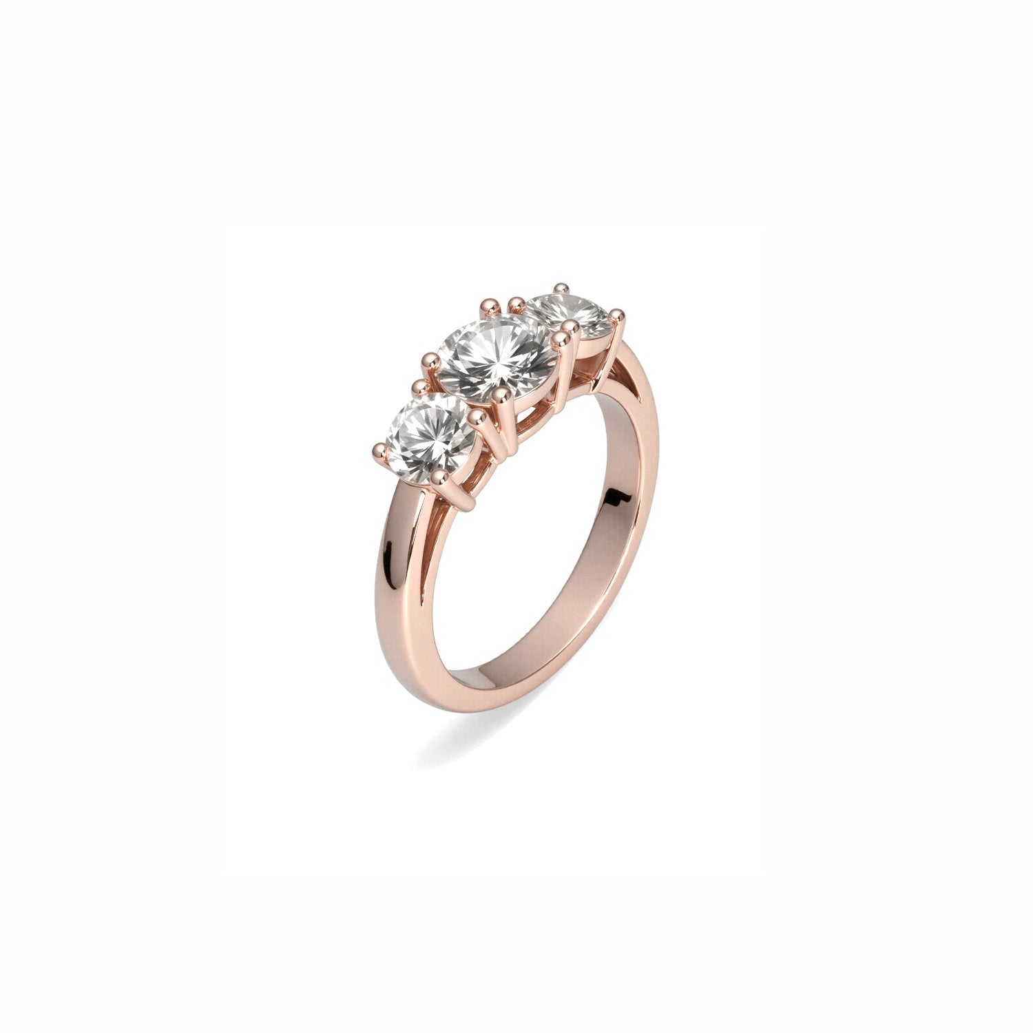 Three-Stone Diamond Ring – Round-Cut Trio in Classic Prong Setting