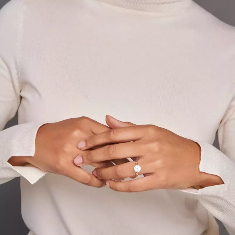 Nature Inspired Round Engagement Ring