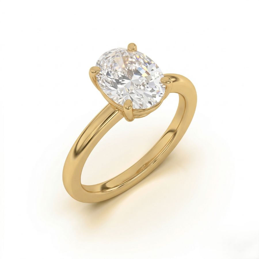 Oval-Cut Diamond Solitaire Ring – Minimalist Prong Setting