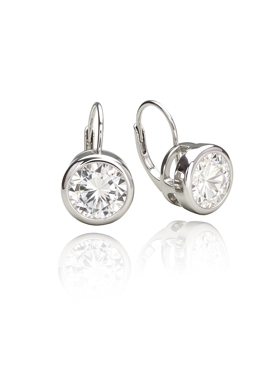 925 Sterling Silver Bezel Setting Dangel Moissanite Earrings