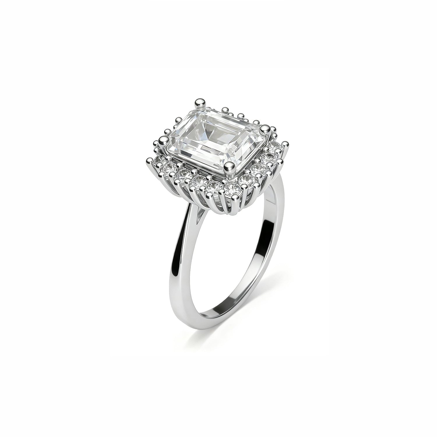 Gold Emerald-Cut Halo Ring