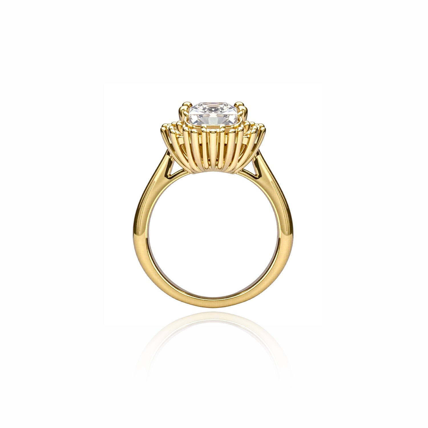 Gold Emerald-Cut Halo Ring