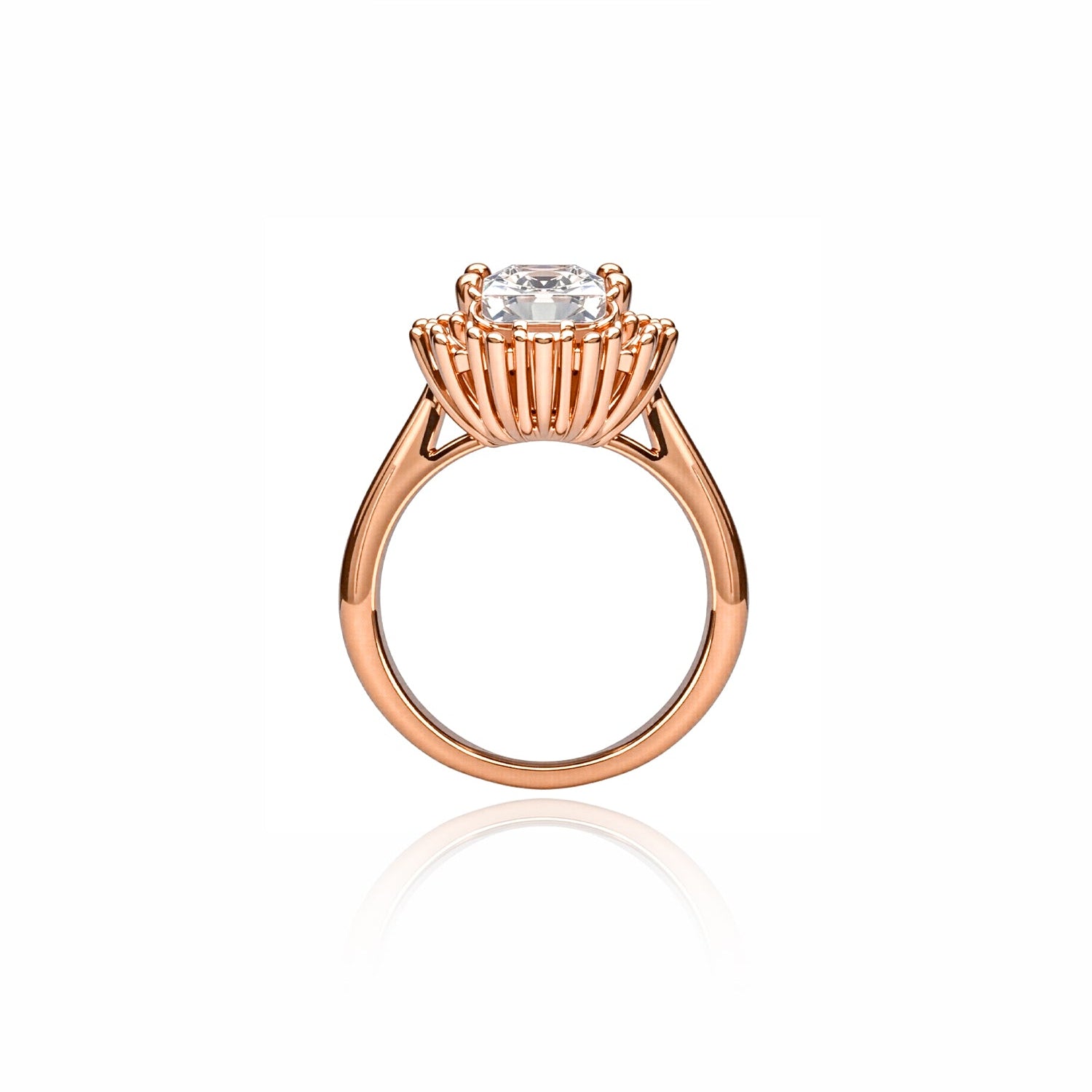Gold Emerald-Cut Halo Ring