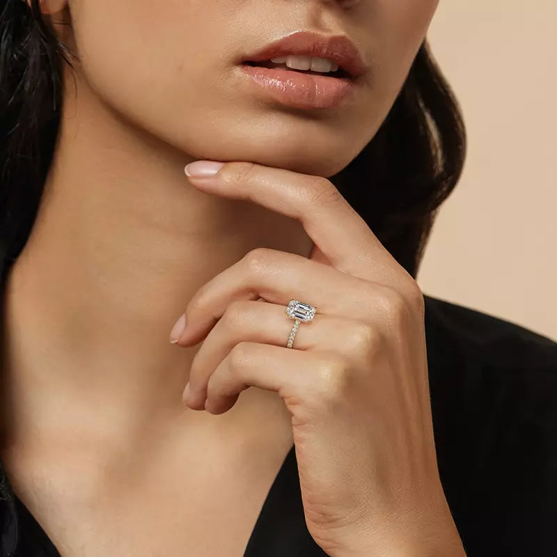 Pavé Hidden Halo Radiant Engagement Ring