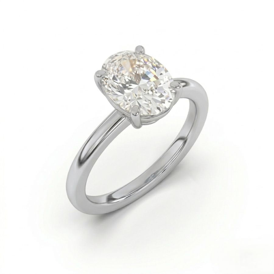 Oval-Cut Diamond Solitaire Ring – Minimalist Prong Setting