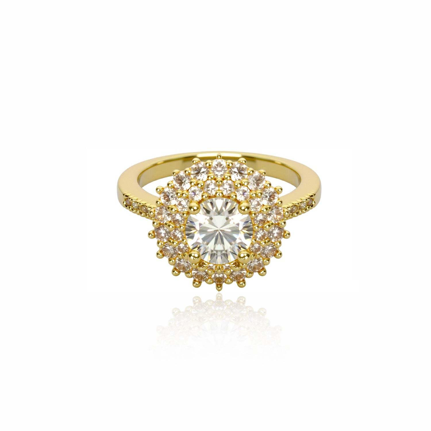 Elegant Gold-Plated Halo Engagement Ring