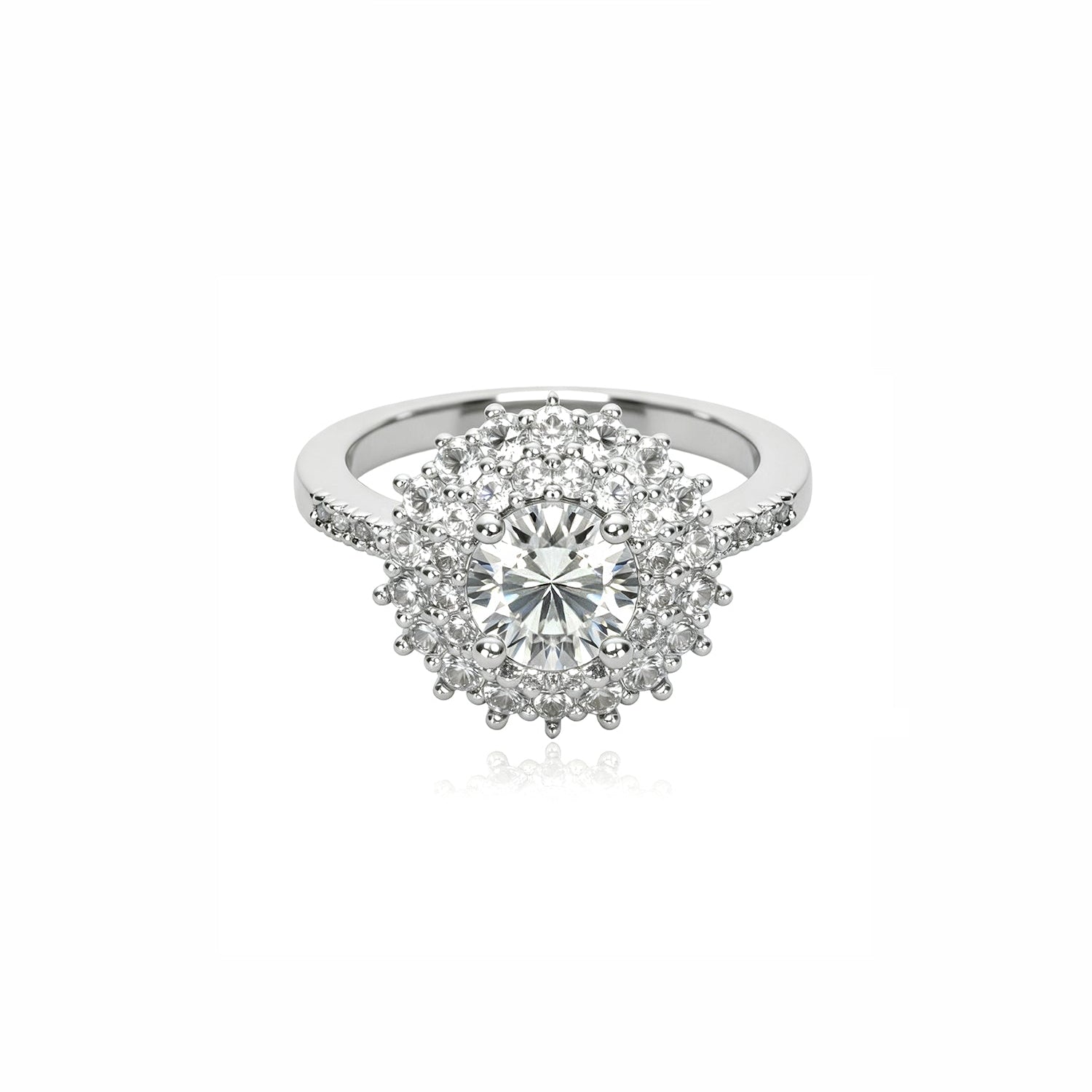 Elegant Gold-Plated Halo Engagement Ring
