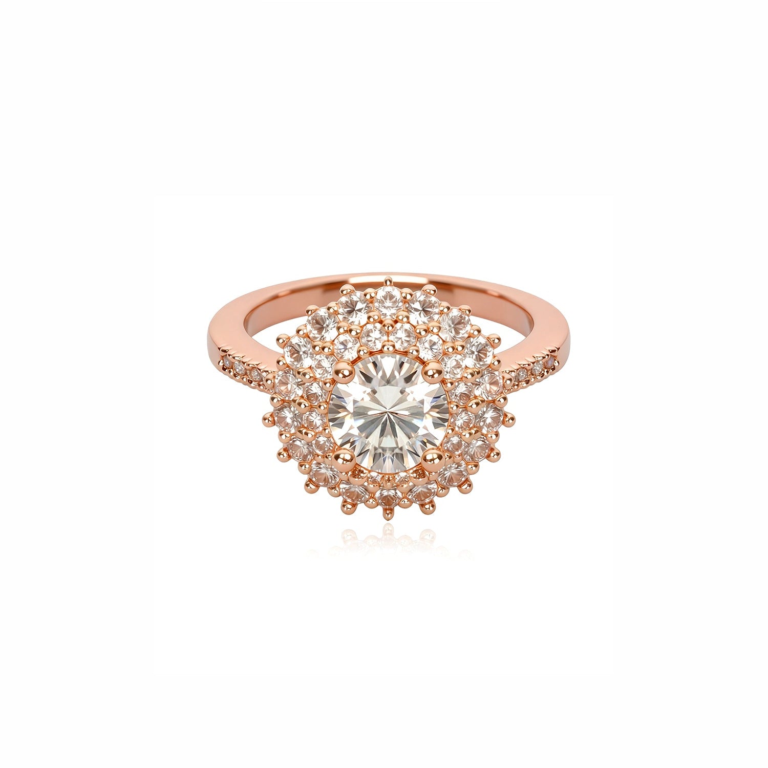 Elegant Gold-Plated Halo Engagement Ring
