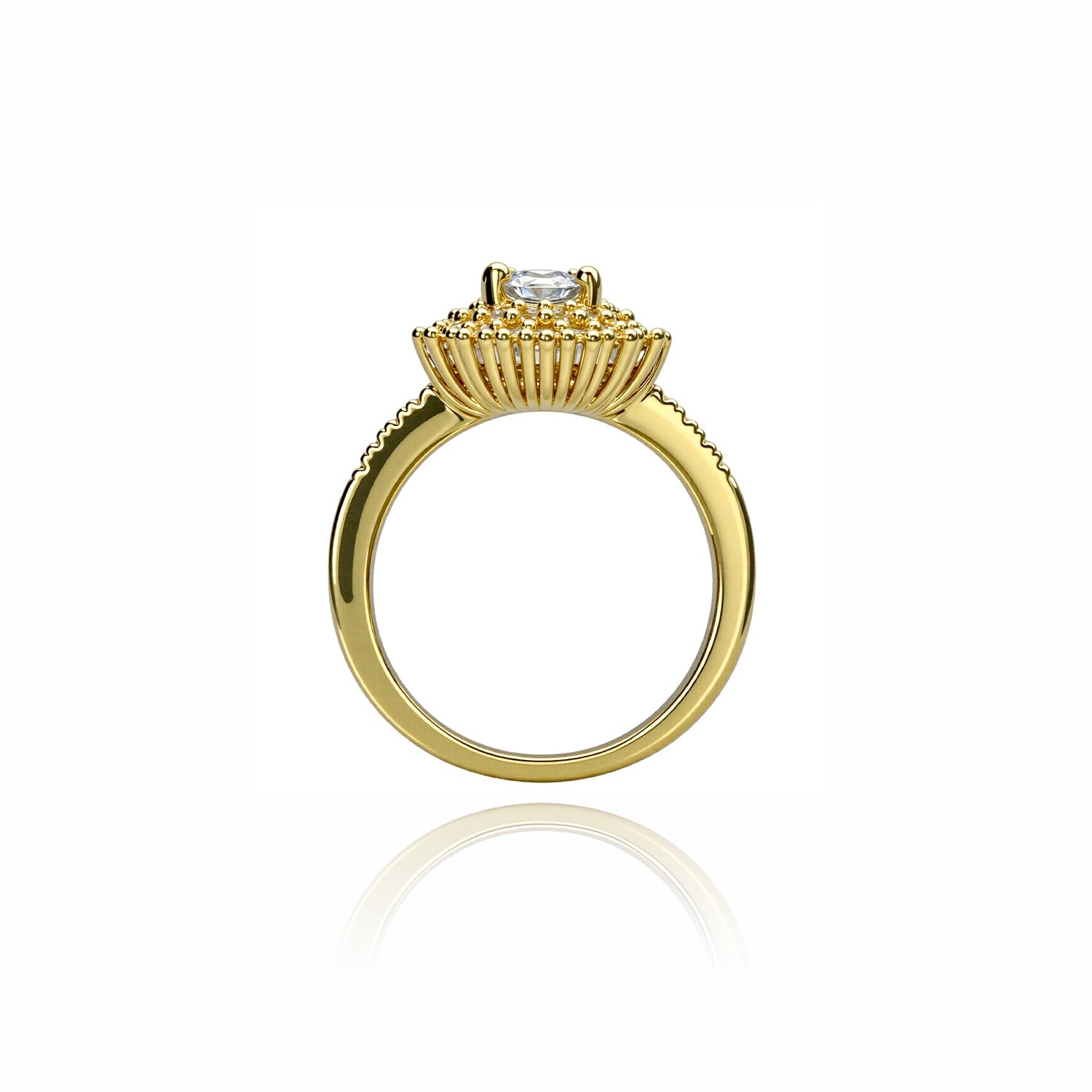 Elegant Gold-Plated Halo Engagement Ring