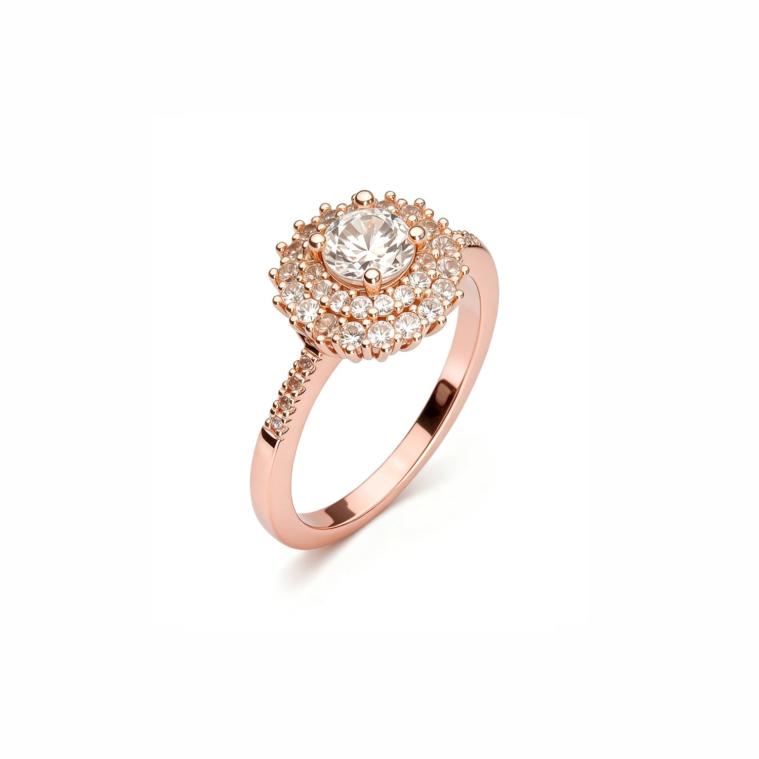Elegant Gold-Plated Halo Engagement Ring