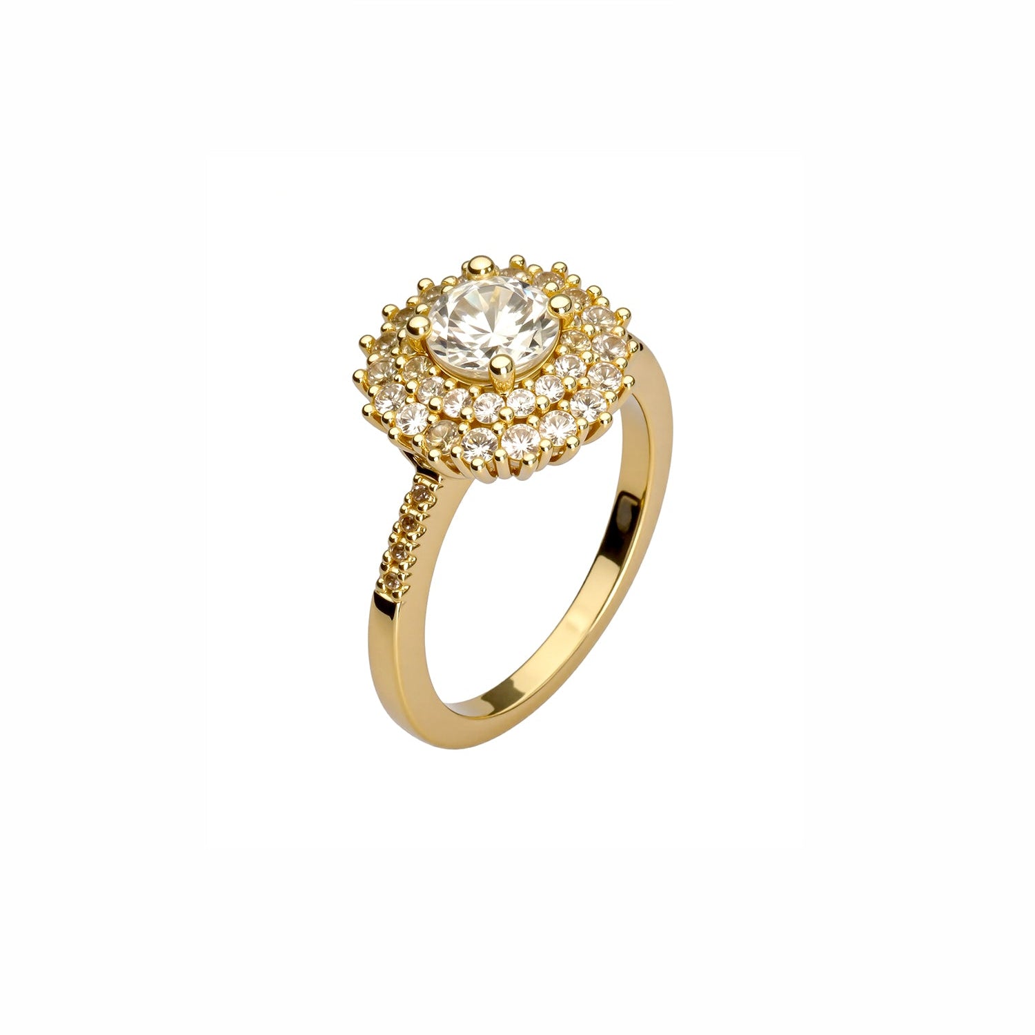 Elegant Gold-Plated Halo Engagement Ring