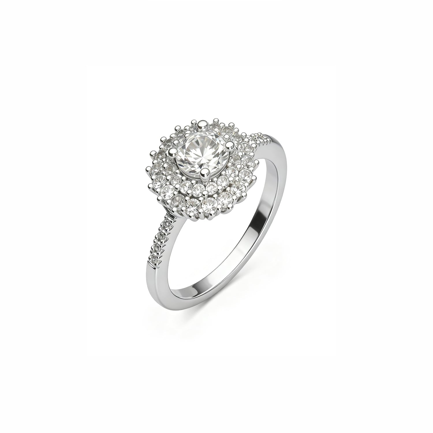 Elegant Gold-Plated Halo Engagement Ring