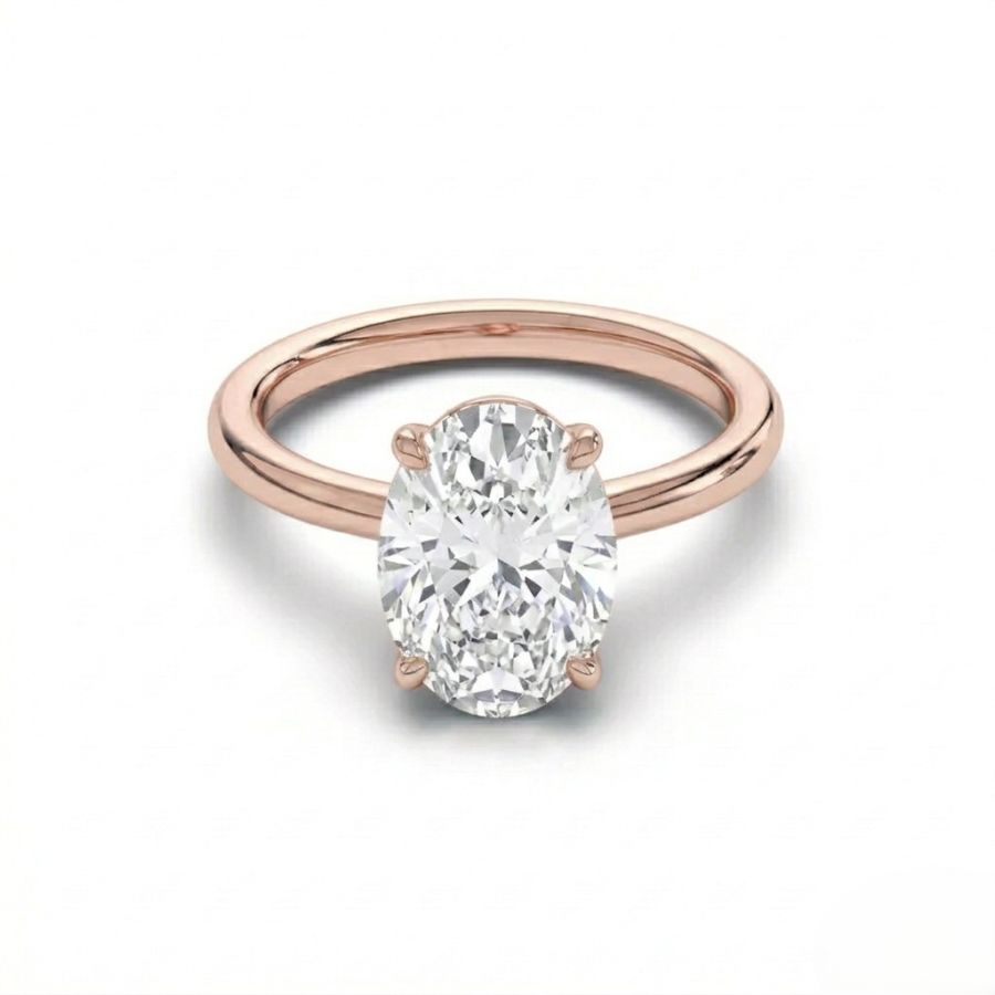 Oval-Cut Diamond Solitaire Ring – Minimalist Prong Setting