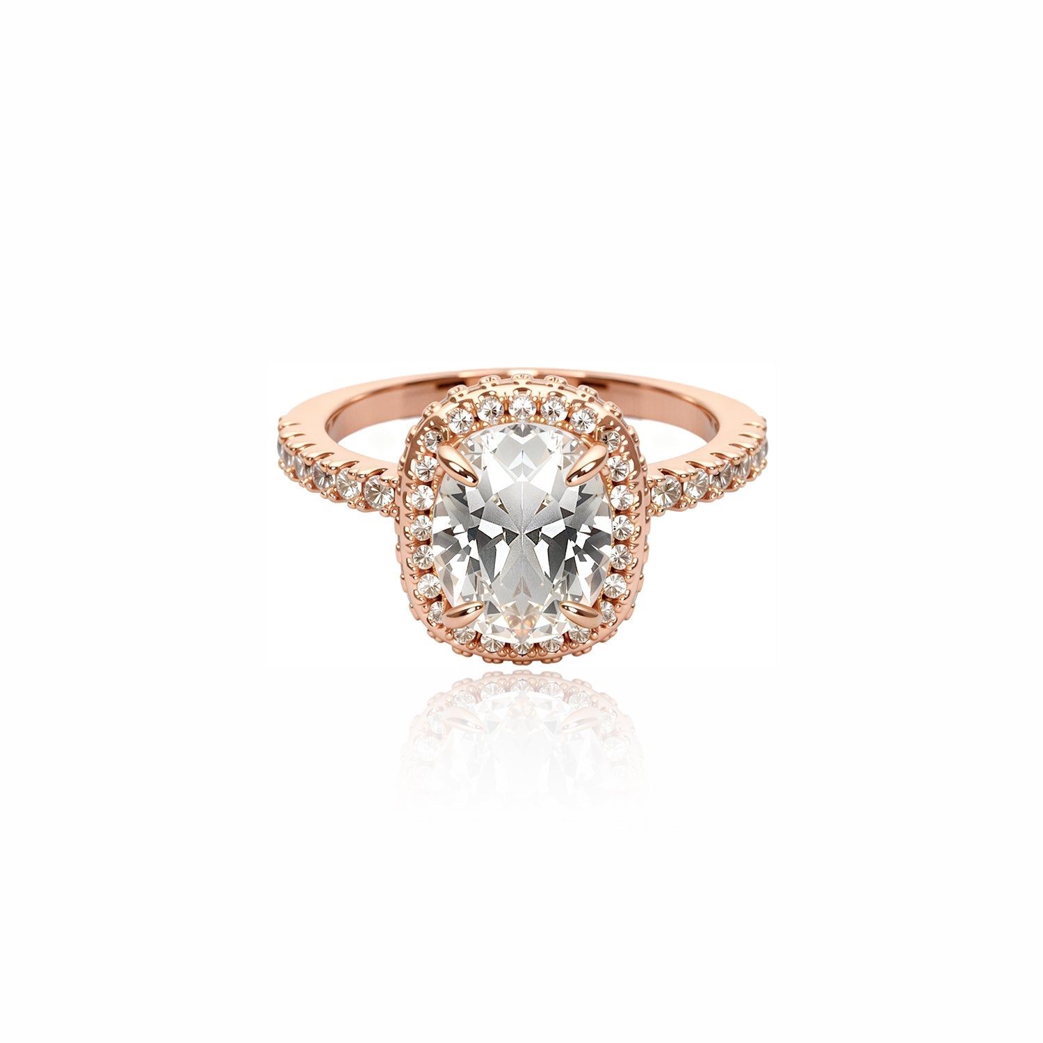 Gold Cushion Cut Halo Lab Diamond Engagement Ring