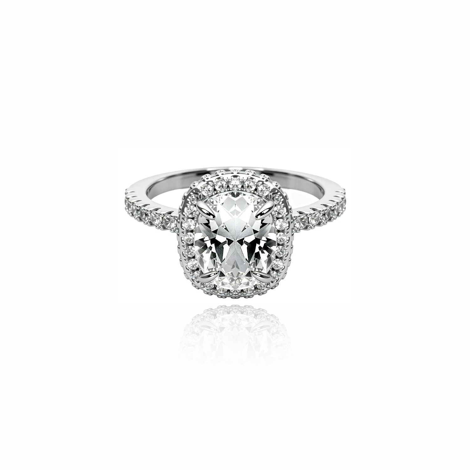 Gold Cushion Cut Halo Lab Diamond Engagement Ring