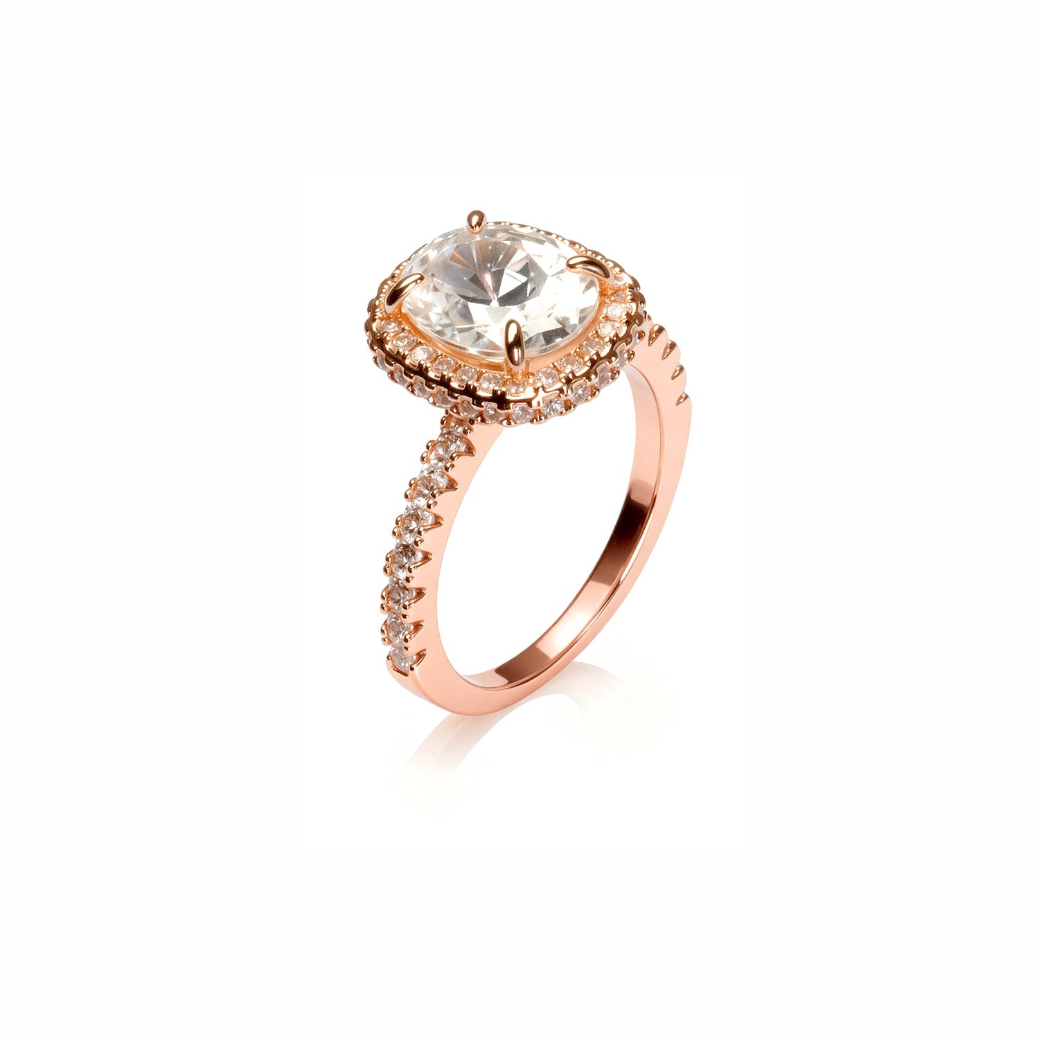 Gold Cushion Cut Halo Lab Diamond Engagement Ring