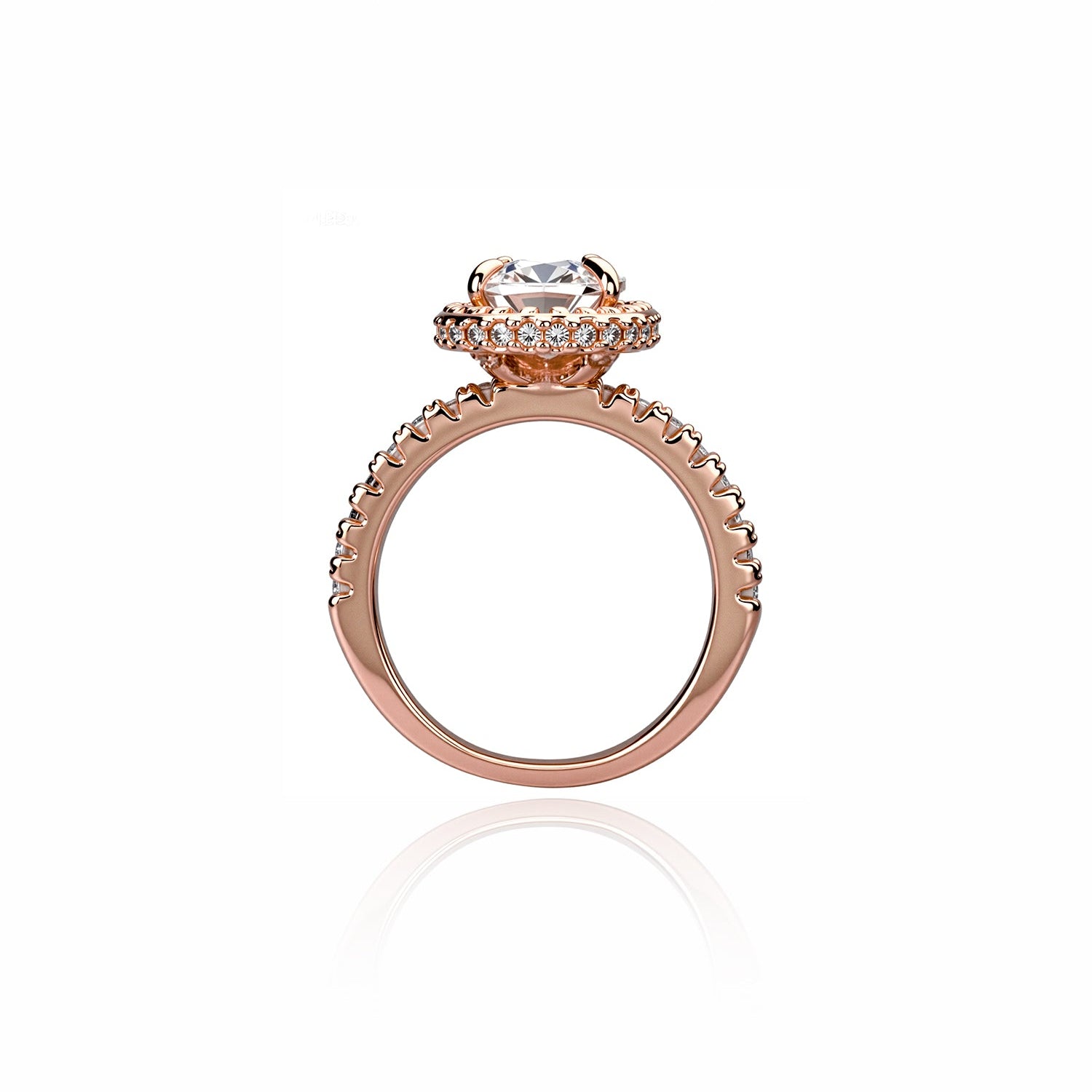 Gold Cushion Cut Halo Lab Diamond Engagement Ring