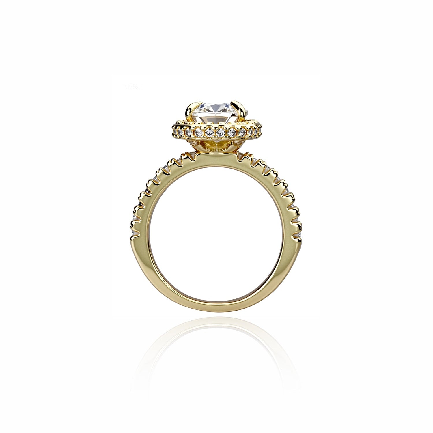 Gold Cushion Cut Halo Lab Diamond Engagement Ring
