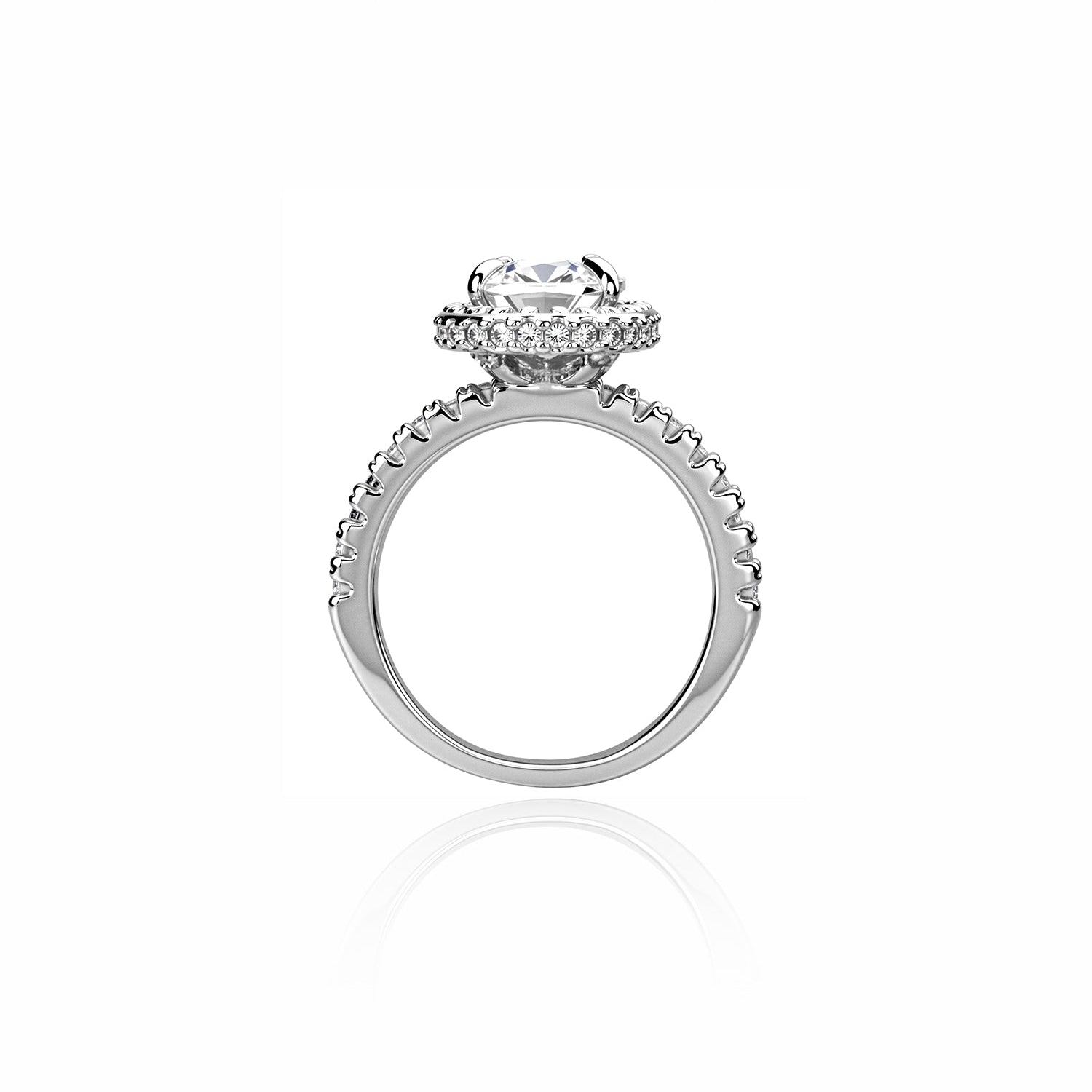 Gold Cushion Cut Halo Lab Diamond Engagement Ring