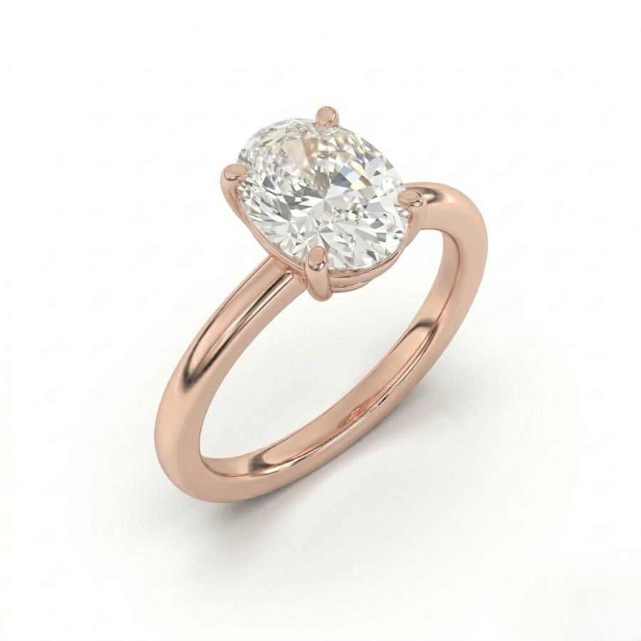 Oval-Cut Diamond Solitaire Ring – Minimalist Prong Setting