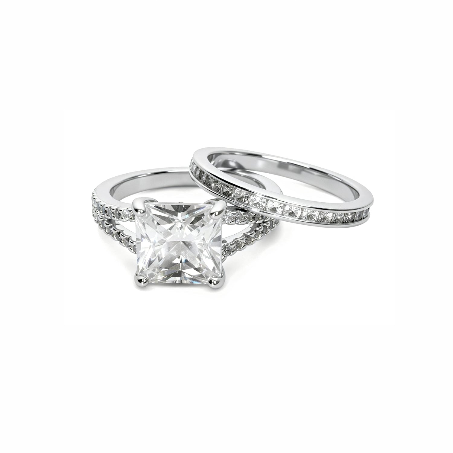 Gold Princess Cut Bridal Ring Set