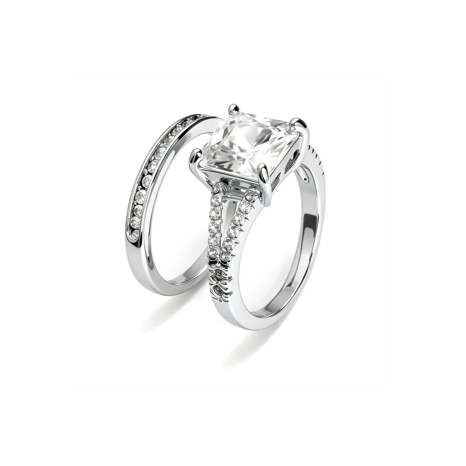 Gold Princess Cut Bridal Ring Set
