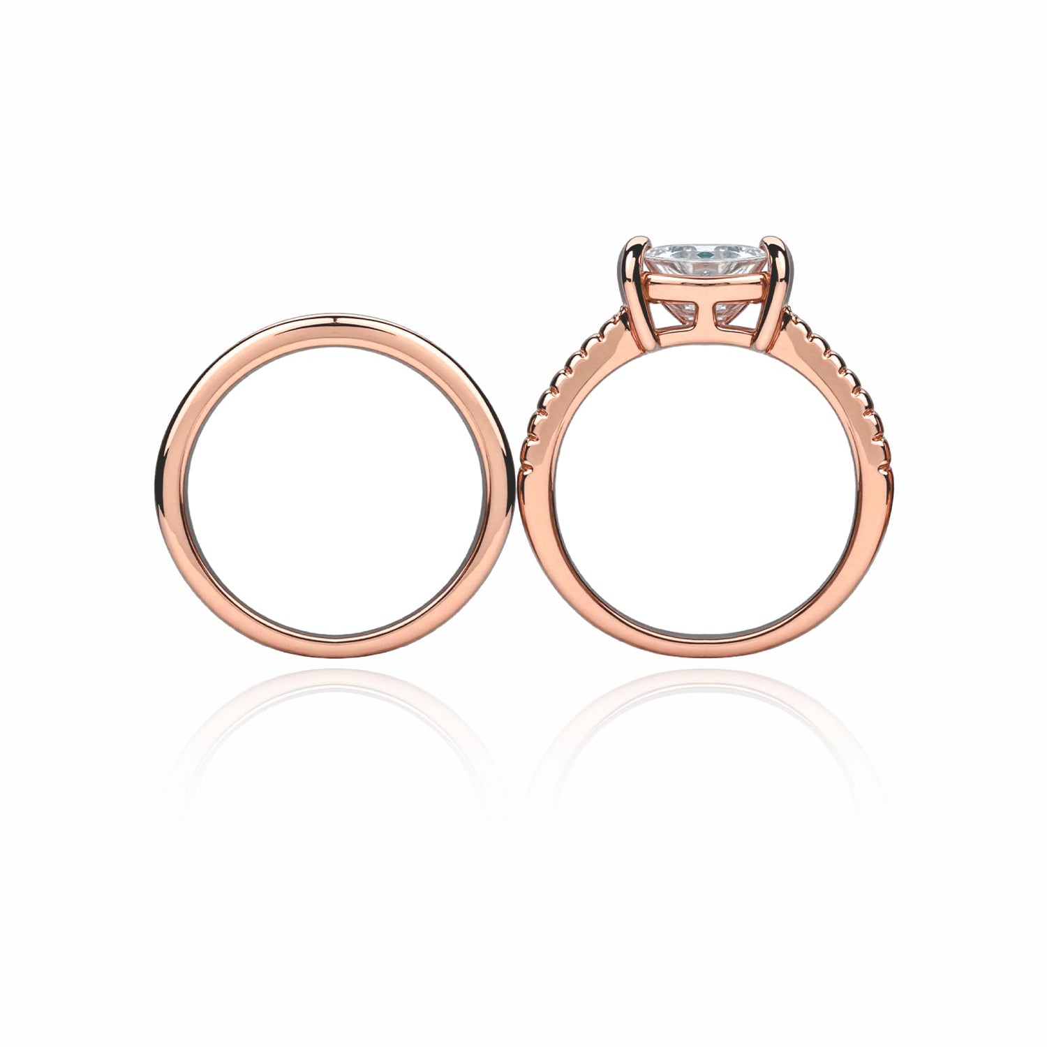 Gold Princess Cut Bridal Ring Set