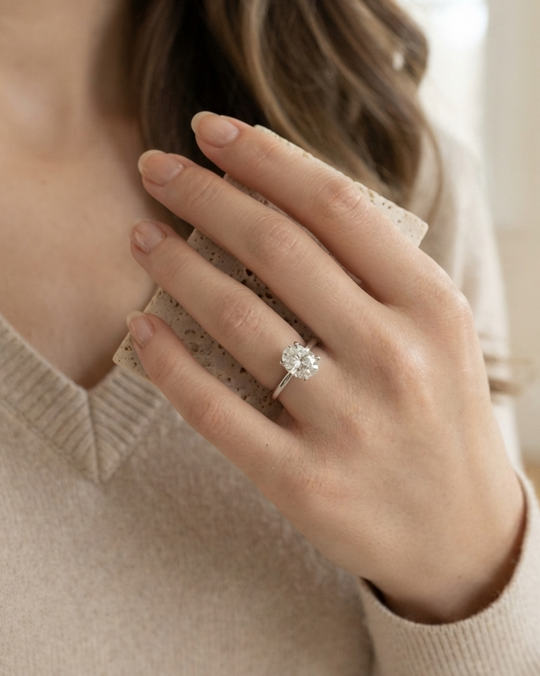 925 Silver 2.0Ctw. Oval Cut Moissanite Ring