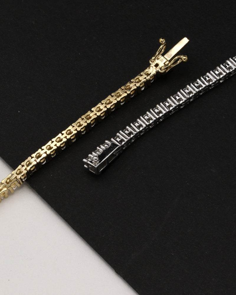 14K Solid Gold 2mm Moissanite Tennis Bracelet