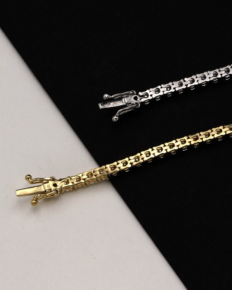 14K Solid Gold 2mm Moissanite Tennis Bracelet