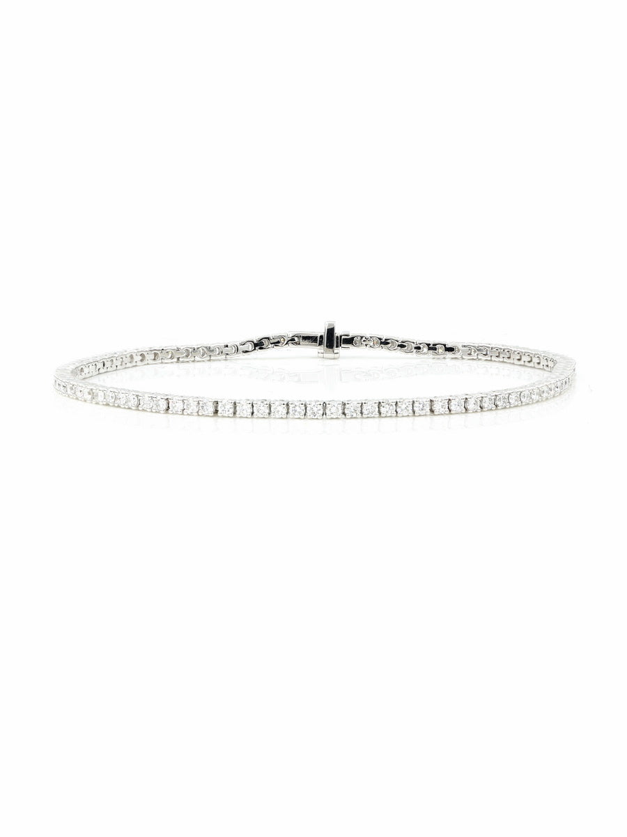 18K White Gold 2mm Lab Diamond Tennis Bracelet